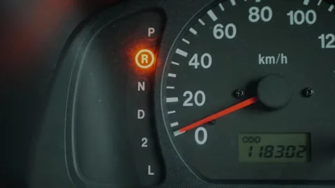 Close-up of car dashboard showing automatic gear indicator... 스톡 동영상 339101588