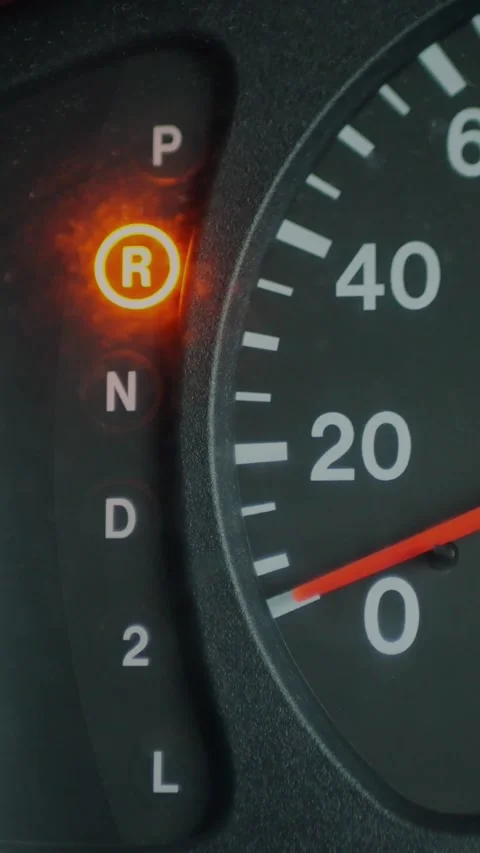 Close-up of car dashboard showing automatic gear indicator... Stock Footage 344455319