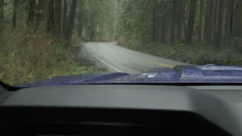 Close-Up Car Dashboard View with Rain on Windshield – Vertical Video Stock Footage 311952453