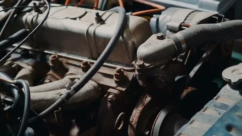 Close-up of car engine compartment Stock Footage 113919558