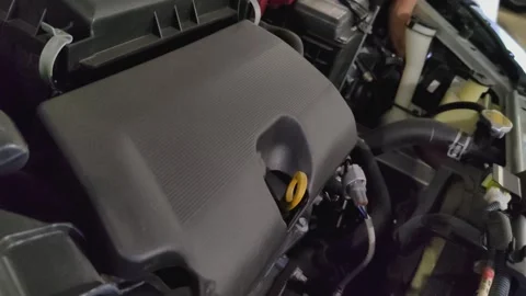 Close-up of a car engine during routine maintenance and check-up. Stock Footage 313299758