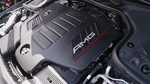 Close up of car engine with hood open for maintenance Stock Footage 269688602