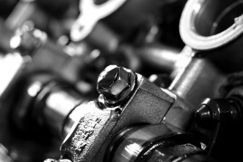 Close up of car engine part. Stock Photos