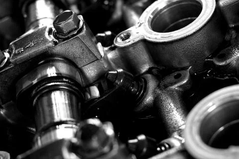 Close up of car engine part. Stock Photos