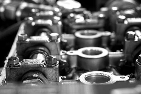 Close up of car engine part. Stock Photos