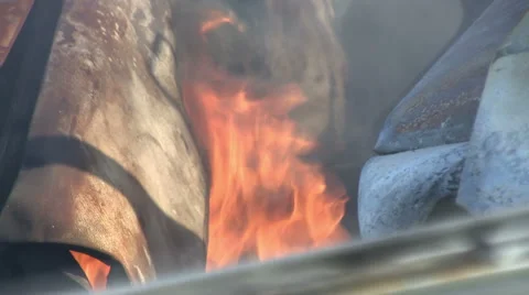 Close up car on fire 03 Stock Footage 45203300