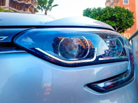 Close up of car head light. Foto stock