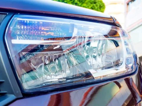 Close up of car head light. Stock Photos