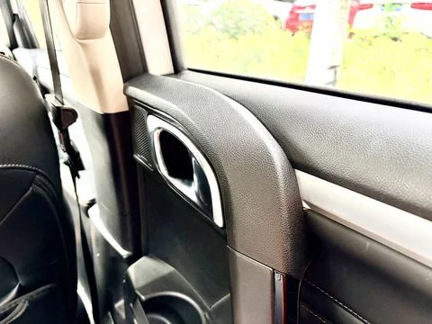 Close Up of Car Interior Door Panel with Window and Handle Photos