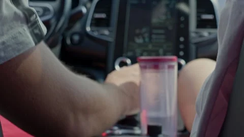 Close Up of Car Interior with Navigation Display During Road Trip Stock Footage 341763840