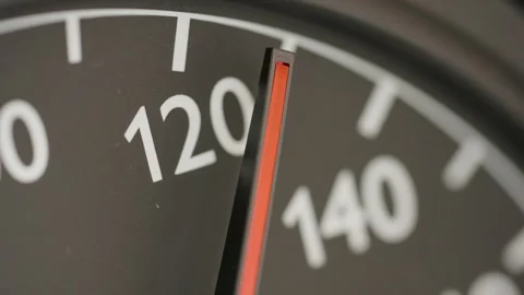 Close up of car speedometer needle at 130 kmh speed limit Stock Footage 338086469