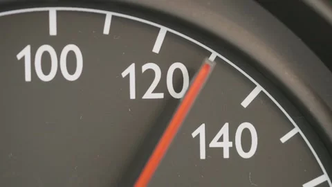 Close up of car speedometer needle at 130 kmh speed limit Stock Footage 338095167