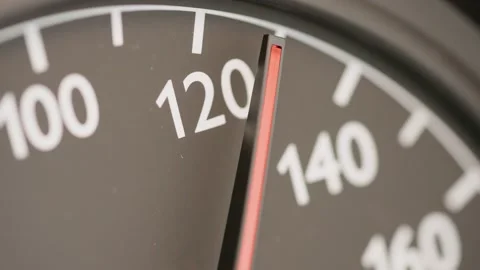Close up of car speedometer needle at 130 kmh speed limit Stock Footage 338096712