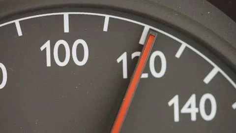 Close up of car speedometer needle at 130 kmh speed limit Stock Footage 338097040