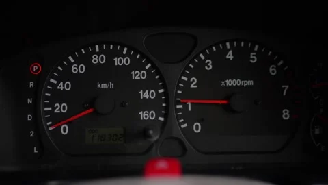 Close-up of car tachometer needle rising and falling... Stock Footage 339101443