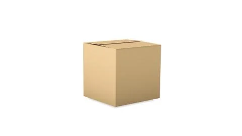 Close up cardboard box closed in perspective view Stock Illustration