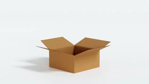 Close cardboard box parcel container move and close, loop 3D rendering. Stock Footage 266780227
