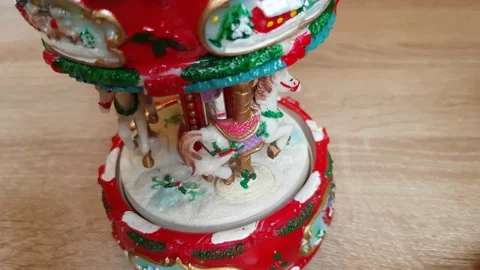 Close up of a carousel spinning Stock Footage 137906978