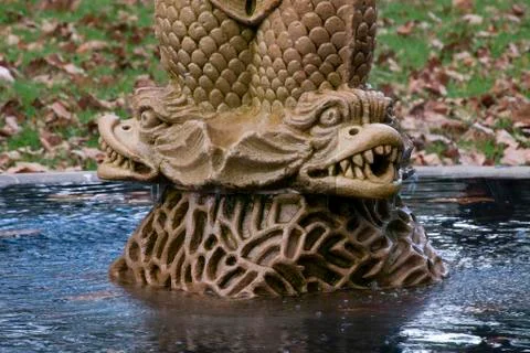 Close-up of carp at the base of John Baptist Fountain a 19th century fountain Stock Photos