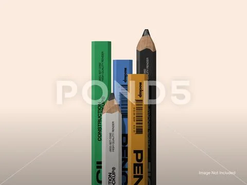 Close-up Carpenter Construction Pencil Mockup 3D Rendering Modello PSD