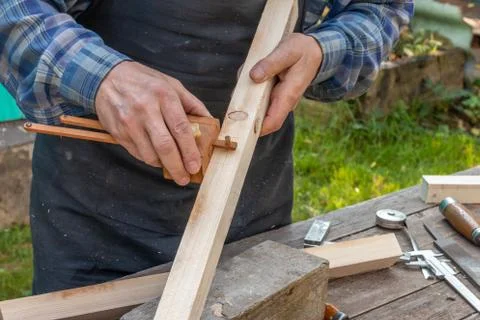 Close-up of carpenter hands Stock Photos