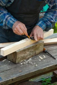 Close-up of carpenter hands Stock Photos