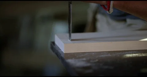 Close Up Of Carpenter Working With Chisel Stock Footage 74605403
