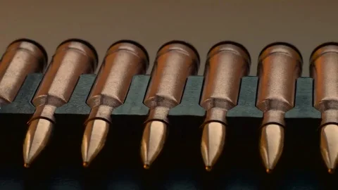 Close-up, cartridges for m-16 Stock Footage 69119568