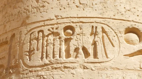 Close-Up of Carvings on the Stone Wall Stock Footage 87069842