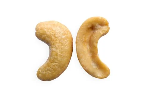 Close up of cashew nuts pattern texture. Cashew nuts on a white background Stock Photos
