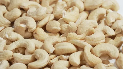 Close-up of cashew nuts, rotating, studio shot, Genthin, Saxony Anhalt, Germany Stock Footage 334012207