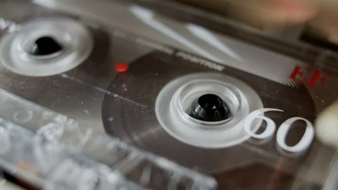 Close up Cassette Tape Rewinding Video stock 106520129