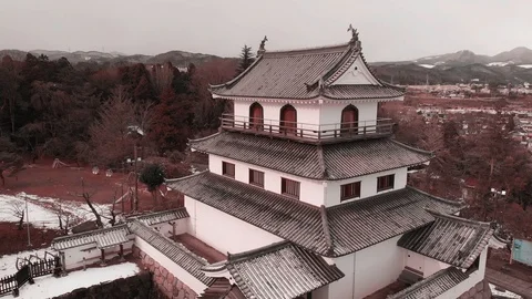 Close Up Castle Aerial Stock Footage 102110087
