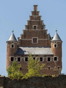 The close up of a castle tower. Stock Photos