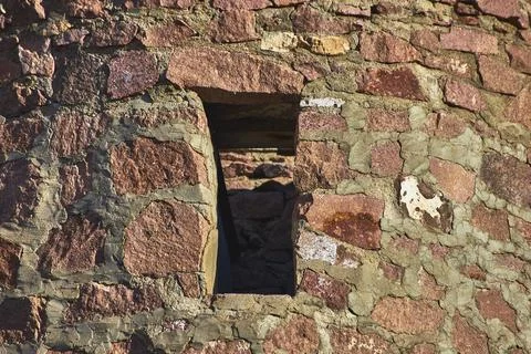 Close Up of CCC Water Tower Window and Weathered Stonework at Cathedral Gorge Stock Photos