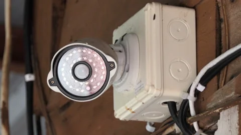 Close up of cctv camera system, home security technology Stock Footage 148529730