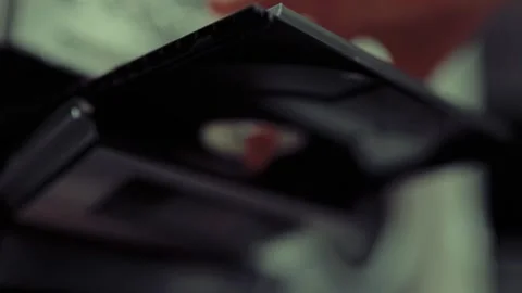Close up of cd discs in an old musical center. Technology concept. Stock-Footage 301555940