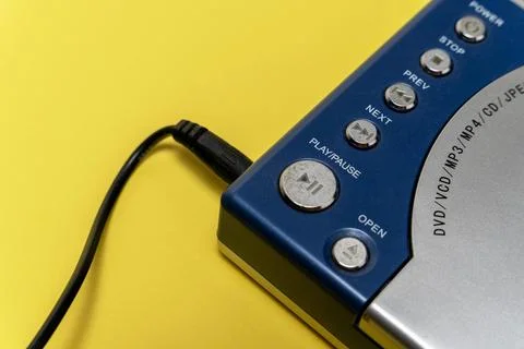 Close Up of CD Player on Table. DVD player 스톡 사진