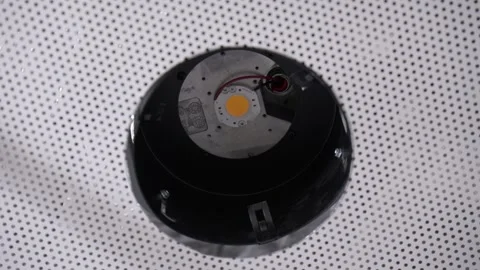Close-up of ceiling-mounted LED light fixture without cover 動画素材 313812158