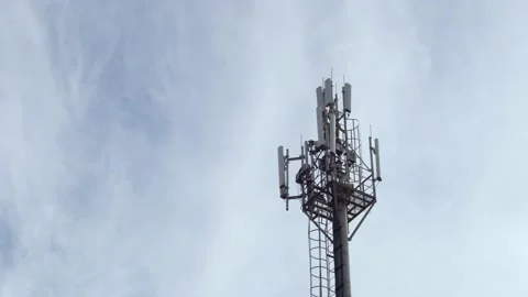 Close-up Cell Tower, Cellular GSM tower with 3g, 5g Transmitter, Antenna, Tower  Stock Footage 219015060