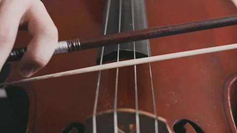 Close-Up of Cellist Playing Cello with Bow Video stock 288075898