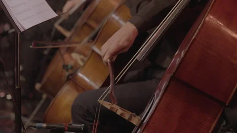 Close-Up of Cellist Playing Cello During Concert, Slog3 Stock Footage 326777886