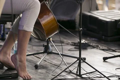 Close up with cello player 스톡 사진