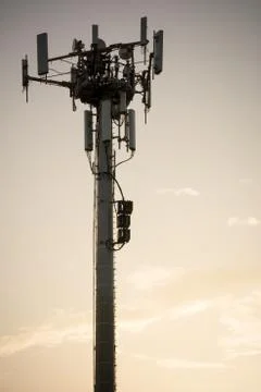 Close Up of Cellphone Tower at Sunset Фото