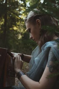 Close up celtic folklore inspired portrait picture Stock-Fotos