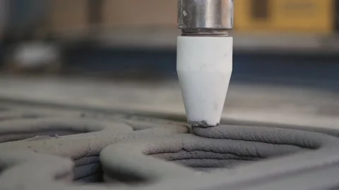 Close up Cement 3D Printing Handheld 50fps Video stock 246373908