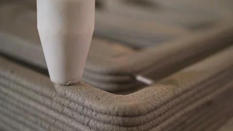 Close up Cement 3D Printing printing at corner 50fps Video stock 246374253