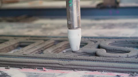Close up Cement 3D Printing printing 50fps Vídeos de archivo 246374280