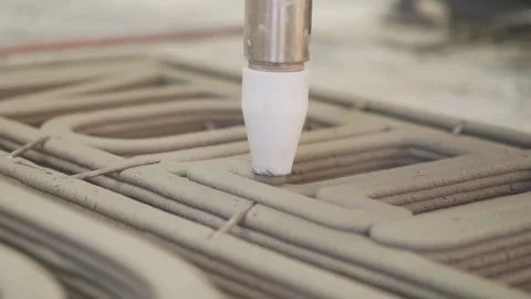 Close up Cement 3D Printing printing something 50fps Stock-Footage 246374646