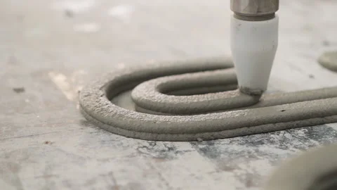 Close up Cement 3D Printing printing second layer slowmotion Video stock 246375068
